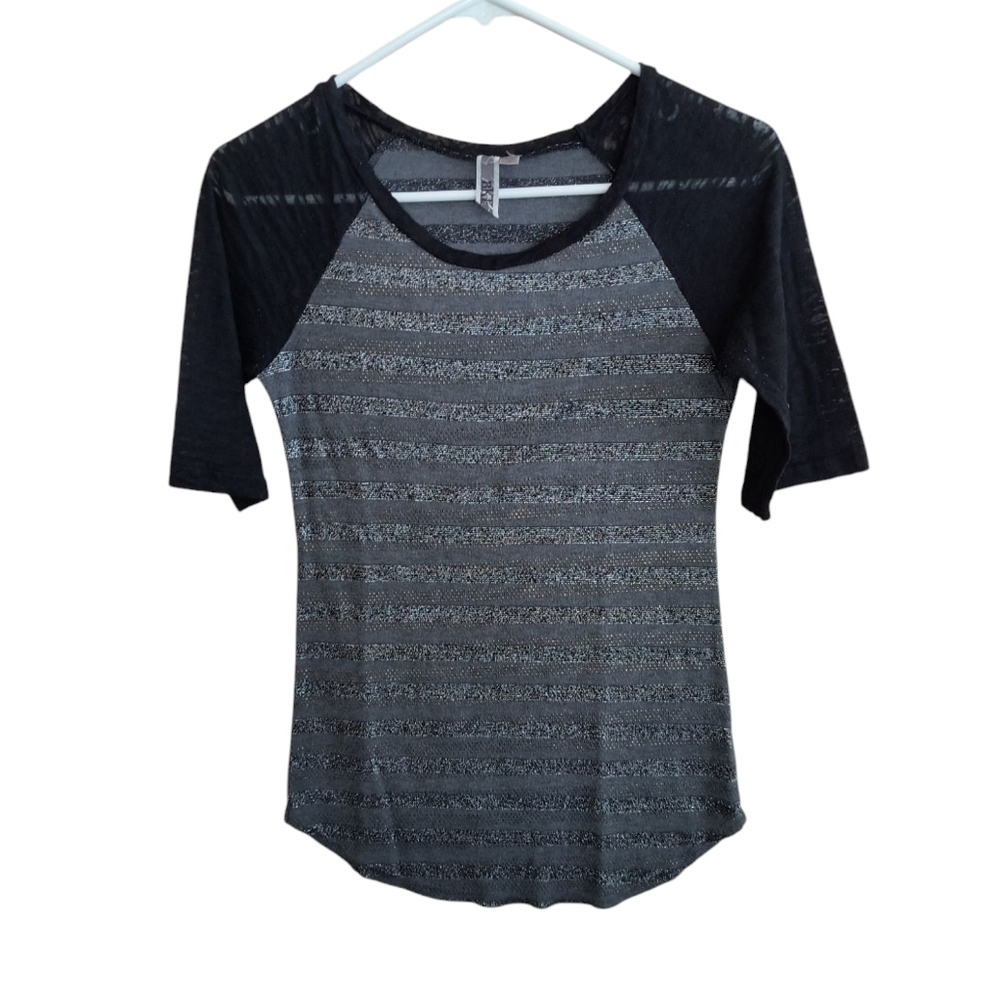 BKE Short Sleeve T-Shirt with Metallic Silver Stripes
